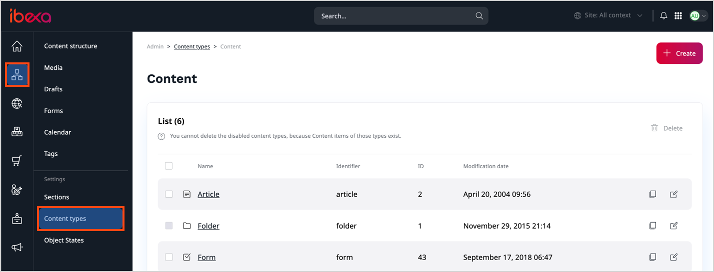 Content types Content types