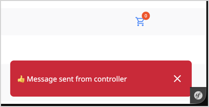 Controller message displayed as a flash message in the browser Notification in storefront